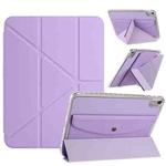For iPad 2025 / 2022 Back Wallet Y-Fold Deformation Leather Smart Tablet Case(Purple)
