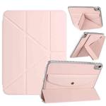 For iPad 2025 / 2022 Back Wallet Y-Fold Deformation Leather Smart Tablet Case(Pink)