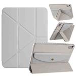 For iPad 2025 / 2022 Back Wallet Y-Fold Deformation Leather Smart Tablet Case(Grey)