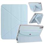 For iPad 2025 / 2022 Back Wallet Y-Fold Deformation Leather Smart Tablet Case(Sky Blue)