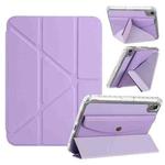 For iPad mini 2024 / mini 6 Back Wallet Y-Fold Deformation Leather Smart Tablet Case(Purple)