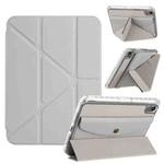 For iPad mini 2024 / mini 6 Back Wallet Y-Fold Deformation Leather Smart Tablet Case(Grey)