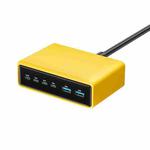 200W 4xUSB-C / Type-C and 2xUSB-A Multi-function 6 Ports GaN Desktop Fast Charger, Plug:EU Plug(Yellow)