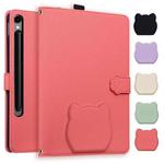 For Samsung Galaxy Tab S10 FE+ Cat Skin-feel Litchi Leather Tablet Case(Watermelon Red)