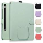 For Samsung Galaxy Tab S10 FE+ Cat Skin-feel Litchi Leather Tablet Case(Green)