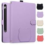 For Samsung Galaxy Tab S10 FE+ Cat Skin-feel Litchi Leather Tablet Case(Purple)