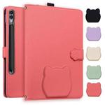 For Samsung Galaxy Tab S10 Ultra / S9 Ultra Cat Skin-feel Litchi Leather Tablet Case(Watermelon Red)