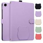 For Samsung Galaxy Tab A9+ Cat Skin-feel Litchi Leather Tablet Case(Purple)