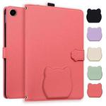 For Samsung Galaxy Tab A9 Cat Skin-feel Litchi Leather Tablet Case(Watermelon Red)