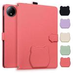 For Xiaomi Redmi Pad SE 8.7 Cat Skin-feel Litchi Leather Tablet Case(Watermelon Red)
