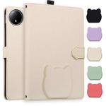 For Xiaomi Redmi Pad SE 8.7 Cat Skin-feel Litchi Leather Tablet Case(Apricot White)