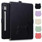 For Lenovo Tab P12 12.7 2023 Cat Skin-feel Litchi Leather Tablet Case(Black)