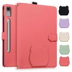 For Lenovo Tab P12 12.7 2023 Cat Skin-feel Litchi Leather Tablet Case(Watermelon Red)