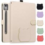For Lenovo Xiaoxin Pad Pro 12.7 2025 Cat Skin-feel Litchi Leather Tablet Case(Apricot White)