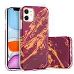 For iPhone 12 / 12 Pro Marble Pattern Electroplating Phnom Penh TPU Phone Protective Case(Brick Red)