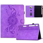For Samsung Galaxy Tab S10 FE+ Mandala Embossed Smart Leather Tablet Case(Light Purple)