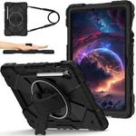 For Samsung Galaxy Tab S10 FE / S9 Contrast Color Robot Silicone Hybrid PC Tablet Case(Black)