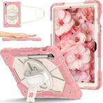 For Samsung Galaxy Tab S10 FE / S9 Contrast Color Robot Silicone Hybrid PC Tablet Case(Rose Gold Beige)