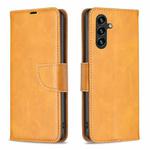 For Samsung Galaxy S25 FE 5G Lambskin Texture Pure Color Flip Leather Phone Case(Yellow)