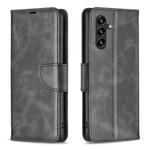 For Samsung Galaxy S25 FE 5G Lambskin Texture Pure Color Flip Leather Phone Case(Black)