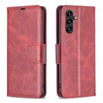 For Samsung Galaxy S25 FE 5G Lambskin Texture Pure Color Flip Leather Phone Case(Red)