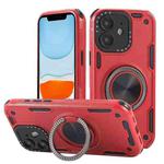 For iPhone 11 Three-core Mecha 360 Degree Rotation Magnetic Holder Phone Case(Red)
