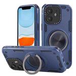 For iPhone 11 Three-core Mecha 360 Degree Rotation Magnetic Holder Phone Case(Royal Blue)