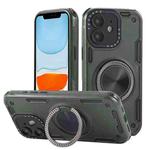 For iPhone 11 Three-core Mecha 360 Degree Rotation Magnetic Holder Phone Case(Army Green)