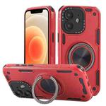 For iPhone 12 Three-core Mecha 360 Degree Rotation Magnetic Holder Phone Case(Red)