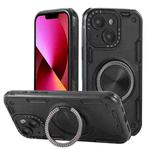 For iPhone 13 Three-core Mecha 360 Degree Rotation Magnetic Holder Phone Case(Black)