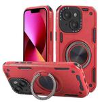 For iPhone 13 Three-core Mecha 360 Degree Rotation Magnetic Holder Phone Case(Red)