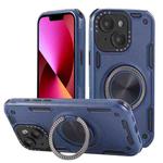 For iPhone 13 Three-core Mecha 360 Degree Rotation Magnetic Holder Phone Case(Royal Blue)