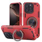 For iPhone 16 Pro Max Three-core Mecha 360 Degree Rotation Magnetic Holder Phone Case(Red)