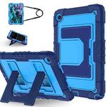 For Samsung Galaxy Tab S10 FE / S9 Big Holder Silicone Hydric PC Tablet Case with Shoulder Strap(Navy Blue Blue)