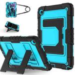 For Samsung Galaxy Tab S10 FE / S9 Big Holder Silicone Hydric PC Tablet Case with Shoulder Strap(Black Blue)
