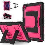 For Samsung Galaxy Tab S10 FE / S9 Big Holder Silicone Hydric PC Tablet Case with Shoulder Strap(Black Rose Red)