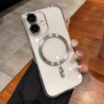 For iPhone 16 Transparent Acrylic MagSafe Phone Case(Silver)