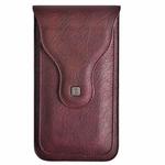 VIETAO Dual-Layer Pockets Crazy Horse Waist-Hanging Phone Bag(Wine Red)