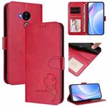 For Nokia C30 Litter Panda Embossing RFID Leather Phone Case with Lanyard(Rose Red)