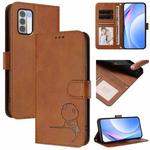For Nokia G42 / G310 Litter Panda Embossing RFID Leather Phone Case with Lanyard(Brown)