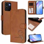 For HMD Skyline Litter Panda Embossing RFID Leather Phone Case with Lanyard(Brown)