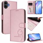 For Nothing CMF Phone 1 Litter Panda Embossing RFID Leather Phone Case with Lanyard(Pink)