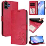 For Nothing CMF Phone 1 Litter Panda Embossing RFID Leather Phone Case with Lanyard(Rose Red)