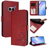 For Nothing Phone 2a Litter Panda Embossing RFID Leather Phone Case with Lanyard(Wine Red)