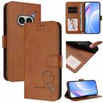 For Nothing Phone 2a Litter Panda Embossing RFID Leather Phone Case with Lanyard(Brown)