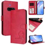 For Nothing Phone 3a Litter Panda Embossing RFID Leather Phone Case with Lanyard(Rose Red)