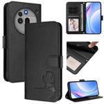 For Nothing Phone 3a Pro Litter Panda Embossing RFID Leather Phone Case with Lanyard(Black)