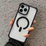 For iPhone 11 Pro Max Semi-transparent Skin Feel Frosted MagSafe Phone Case(Black)