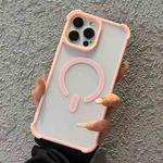 For iPhone 12 Pro Max Semi-transparent Skin Feel Frosted MagSafe Phone Case(Pink)