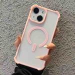For iPhone 14 Semi-transparent Skin Feel Frosted MagSafe Phone Case(Pink)